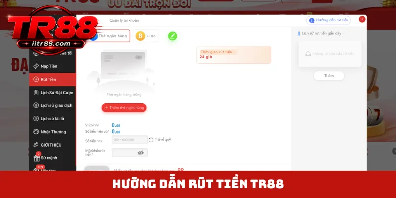 Hướng dẫn rút tiền TR88